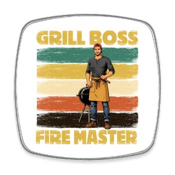 Barbecue-Master-BBQ-Koch - Viereckiger Kühlschrankmagnet - Weiß - Vorne