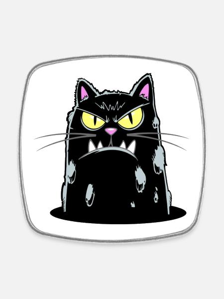 Grim Cat Portrait - Square fridge magnet - white