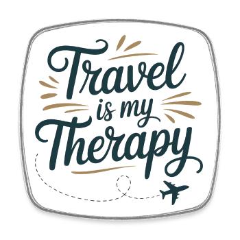 Travel is my therapy - Square fridge magnet - white - Front