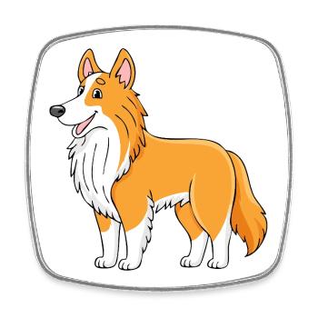 Sheltie marron clair (bande dessinée) - Magnet carré - blanc - Devant