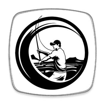 Dessin de pêcheurs - Magnet carré - blanc - Devant