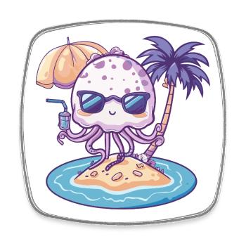 Jellyfish Summer Holiday - Square fridge magnet - white - Front