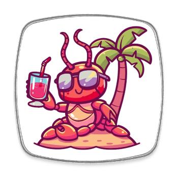 Vacances d’été au crabe homard - Magnet carré - blanc - Devant