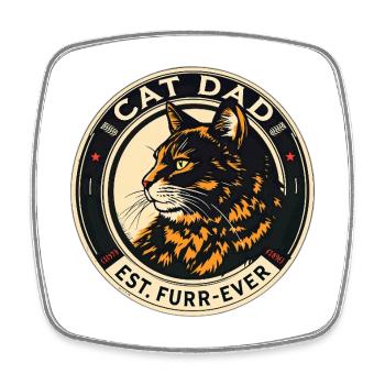 Insigne de Cat Dad Est. Furr-Ever - Magnet carré - blanc - Devant