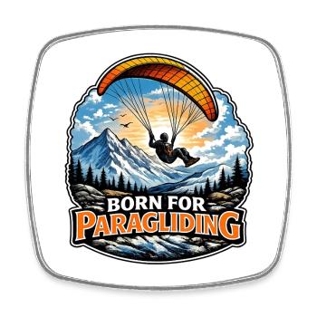 Born for paragliding - Square fridge magnet - white - Front