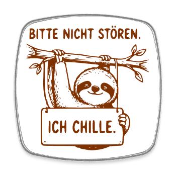 Bitte Nicht Stören Sloth Schild - Viereckiger Kühlschrankmagnet - Weiß - Vorne