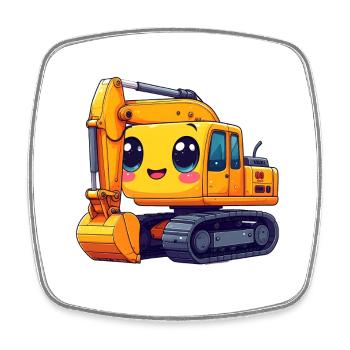 Pelle jaune mignonne dans le style Kawaii Comic - Mignonne - Magnet carré - blanc - Devant
