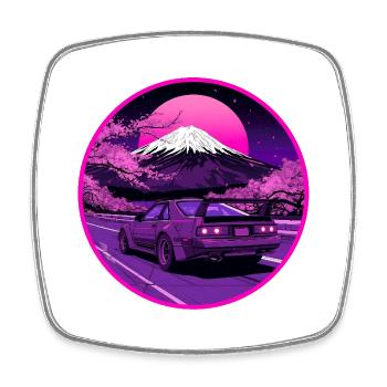 Fuji-Nächte — Rotary Coupé am Heiligen Berg - Viereckiger Kühlschrankmagnet - Weiß - Vorne