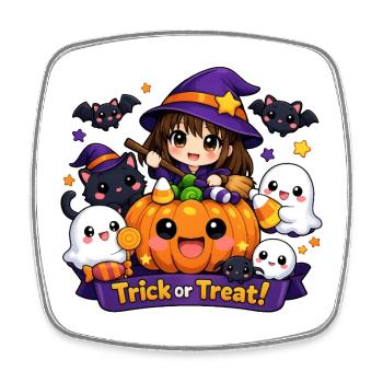 Sorcière d’Halloween mignonne - Magnet carré - blanc - Devant