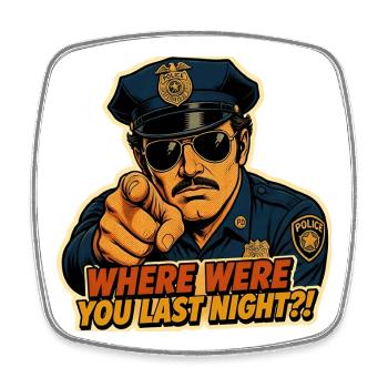 Interrogatoire drôle d’officier de police Rétro Cop Meme - Magnet carré - blanc - Devant
