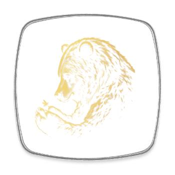 Forêt rétro de l’ours grizzli doré et des abeilles - Magnet carré - blanc - Devant