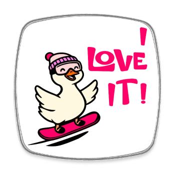 Goose Love Skiing - Square fridge magnet - white - Front