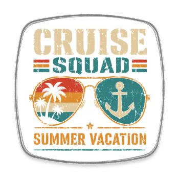 Lunettes de soleil Retro Cruise Squad pour les vacances d’été - Magnet carré - blanc - Devant