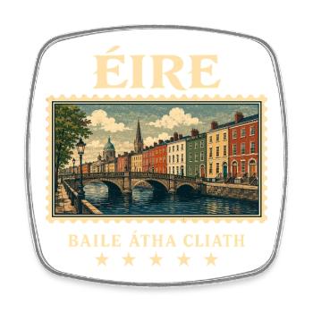 Irland Dublin Vintage Reisemarke - Viereckiger Kühlschrankmagnet - Weiß - Vorne