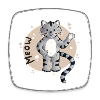 Dessin animé du Chaton Miaou - Magnet carré - blanc - Devant