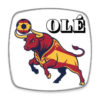 Spanish Bull Football Art - Square fridge magnet - white - Front
