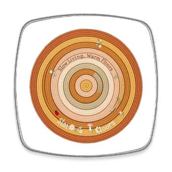Tapis rond à chaleur concentrique - Magnet carré - blanc - Devant