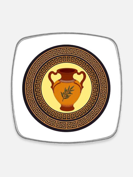 Vase grec avec branche d’olivier - Magnet carré - blanc