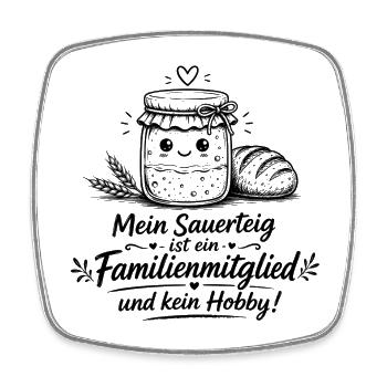 Sauerteigglas Familienmomente - Viereckiger Kühlschrankmagnet - Weiß - Vorne