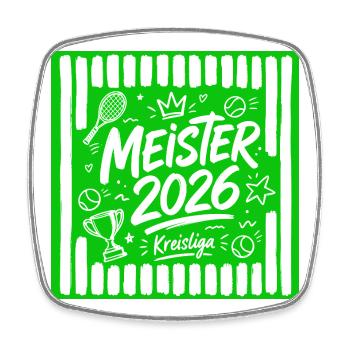 Tennis Meister 2026, Kreisliga Sieger grün - Viereckiger Kühlschrankmagnet - Weiß - Vorne