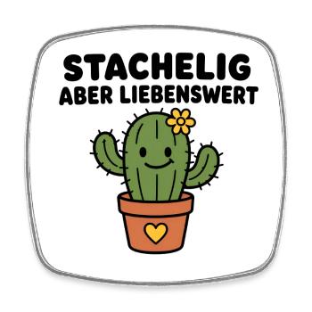Stachelig aber liebenswert – Kaktus im Topf - Viereckiger Kühlschrankmagnet - Weiß - Vorne
