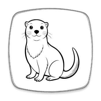 Süßer Otter - Viereckiger Kühlschrankmagnet - Weiß - Vorne