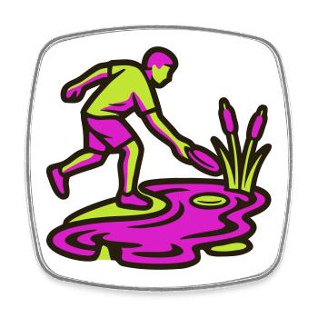 Icône des obstacles aquatiques du disc golf - Magnet carré - blanc - Devant