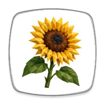 Low Poly Sunflower | Modern Geometric Floral Art - Viereckiger Kühlschrankmagnet - Weiß - Vorne