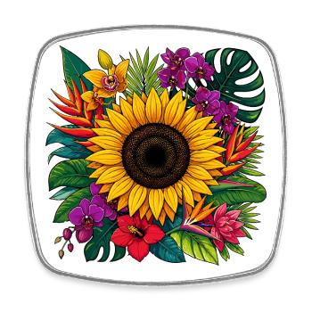 Fleur tropicale de tournesol - Magnet carré - blanc - Devant