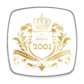 25. Geburtstag Semper Verum - Established 08/2001 - Viereckiger Kühlschrankmagnet - Weiß - Vorne