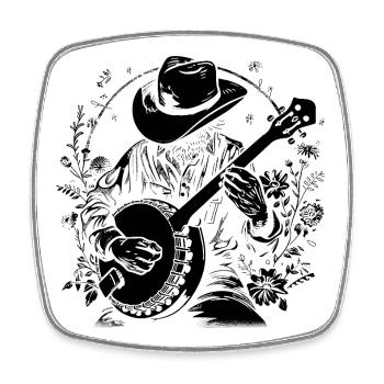 Banjospieler Zeichnung - Viereckiger Kühlschrankmagnet - Weiß - Vorne