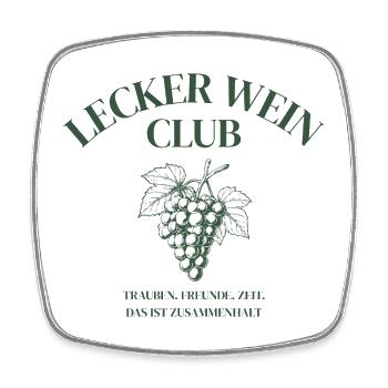 Lecker Wein Club Weinliebhaber Design Geschenk - Viereckiger Kühlschrankmagnet - Weiß - Vorne