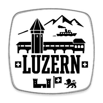 Monument de Lucerne – Chapel Bridge & Water Tower - Magnet carré - blanc - Devant