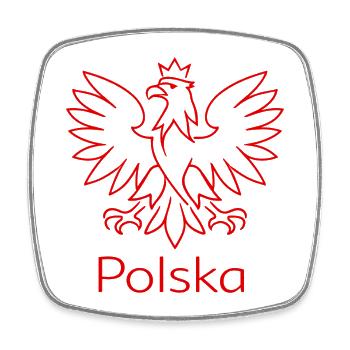 Polska Adler Wappen – Minimalistisches Design - Viereckiger Kühlschrankmagnet - Weiß - Vorne