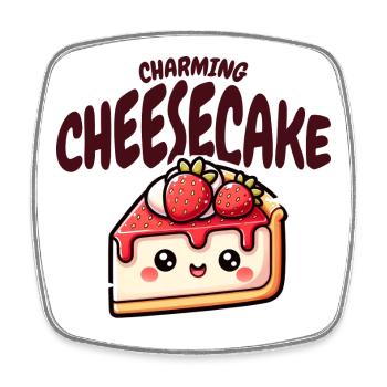Gâteau au fromage Kawaii sucré fraise - Magnet carré - blanc - Devant
