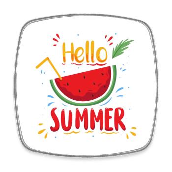 Hello Summer Watermelon Illustration - Square fridge magnet - white - Front