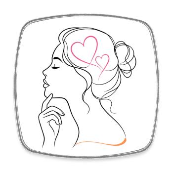 Femme minimaliste au cœur | Art lineal - Magnet carré - blanc - Devant