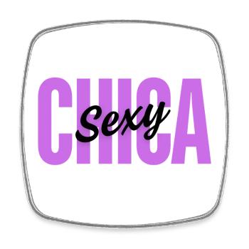 Sexy GIRL | Minimalist typographic design - Square fridge magnet - white - Front