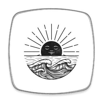 Soleil lunaire sur les vagues - Magnet carré - blanc - Devant