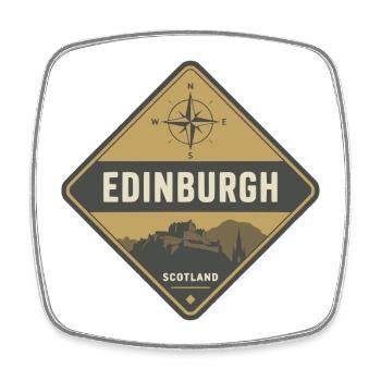 Edinburgh Castle Scotland Vintage-Reiseabzeichen - Viereckiger Kühlschrankmagnet - Weiß - Vorne