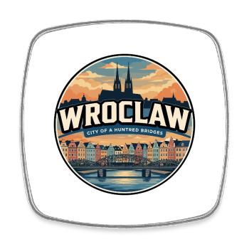 Retro Wroclaw Tumski-Brückenabzeichen - Viereckiger Kühlschrankmagnet - Weiß - Vorne