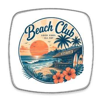 Sunset at Beach Club Retro - Square fridge magnet - white - Front