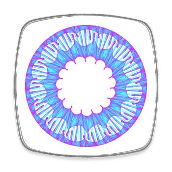 Rosette turquoise – dessinée à partir de l’infini - Magnet carré - blanc - Devant