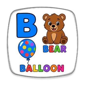 Conception de la lettre ballon d’ours - Magnet carré - blanc - Devant