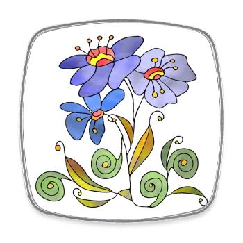 Fleur - Magnet carré - blanc - Devant