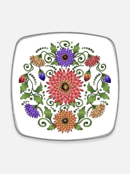 Flowers - Square fridge magnet - white