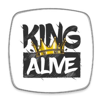 King Alive Crown Grunge Design - Magnet carré - blanc - Devant