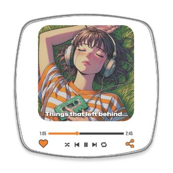 Anime Girl Musique triste Choses laissées derrière elle - Magnet carré - blanc - Devant