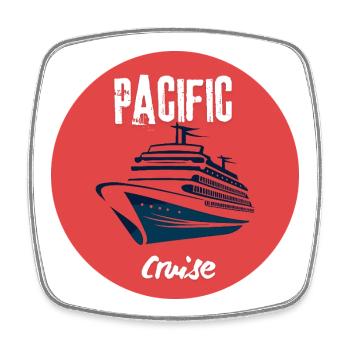 Pacific Cruise Retro Ship - Square fridge magnet - white - Front