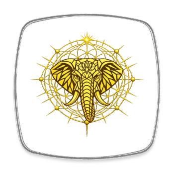 Éléphant Totem Metatron doré  - Magnet carré - blanc - Devant